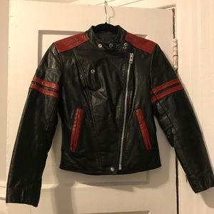 Vintage 70s SMALL XS leather cafe racer jacket